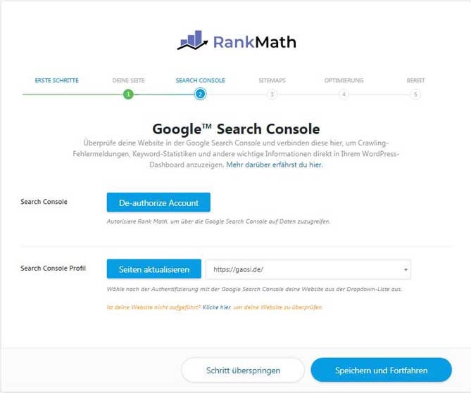 Rank Math Assistent - Search Console