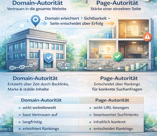 Info-Grafik zu Doaminautorität versus Page-Autorität