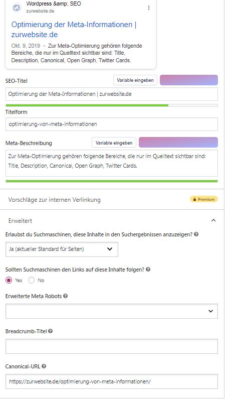 Bild vom Yoast SEO Editor