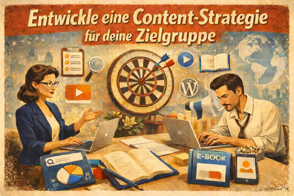 Das Bild zeigt die Arbeit an einer Content-Strategie