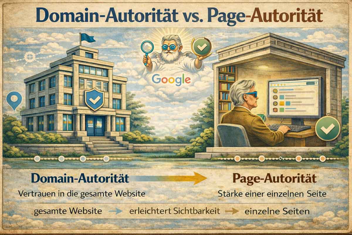 Das Bild zeigt Domain- versu Pageautorität
