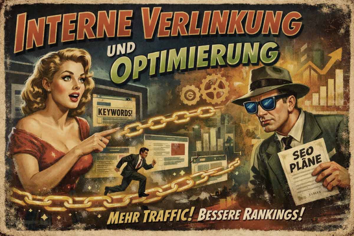Filmplakat im Stil der 50er Jahre zum Thema Interne Verlinkung