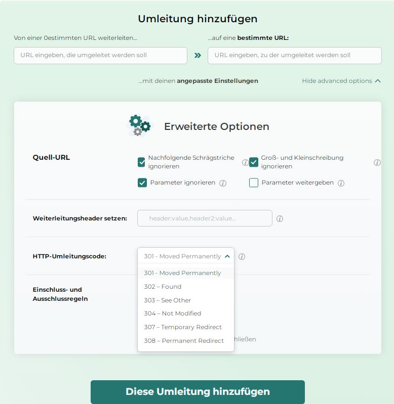 301 Weiterleitung im Plugin