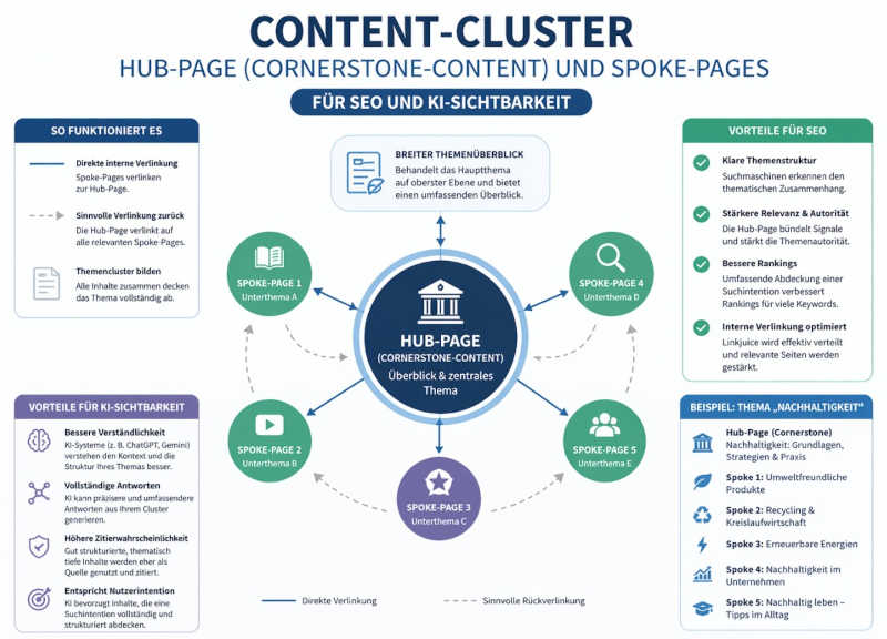 Pillarseiten mit Cornerstone-Content und Satellitenseiten