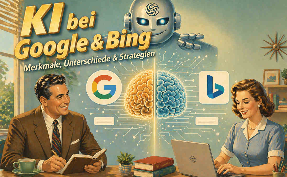 Retro-Bild für die Seite KI SEO bei Google und Bing