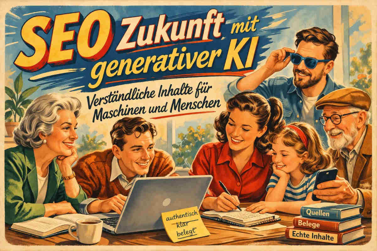 Retro-Motiv 50er Jahre:Menschen suchen mithilfe von KI und SEO gewünschte Antworten