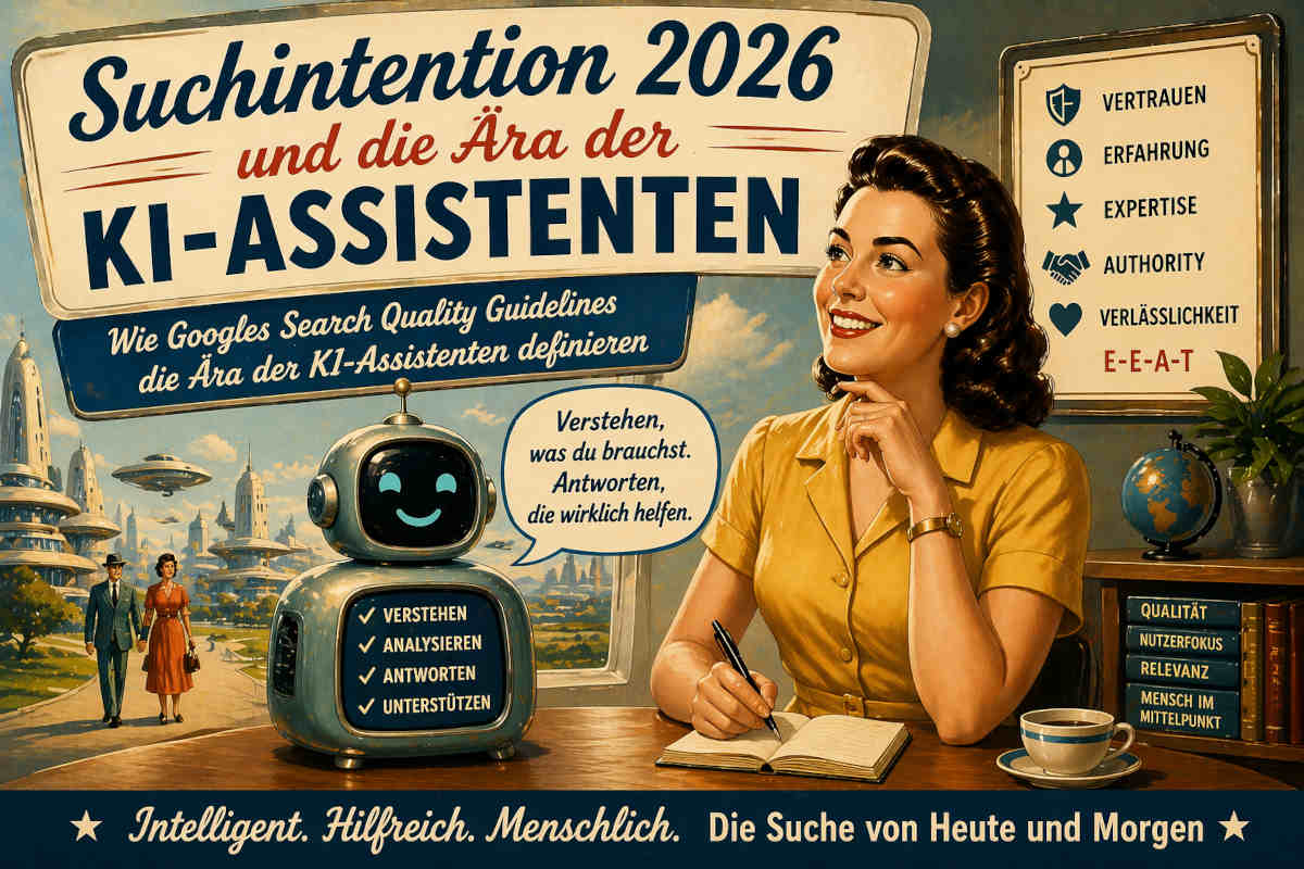 Retro-Bild zum Thema Suchintentionen von heute und morgen mit den Regeln von Google