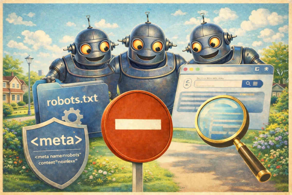 Retro-Motiv, wo neugierige Roboter neugierig auf Steuerbefehle schauen