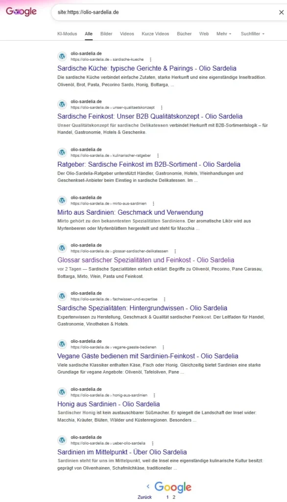 Site Abfrage auf Google