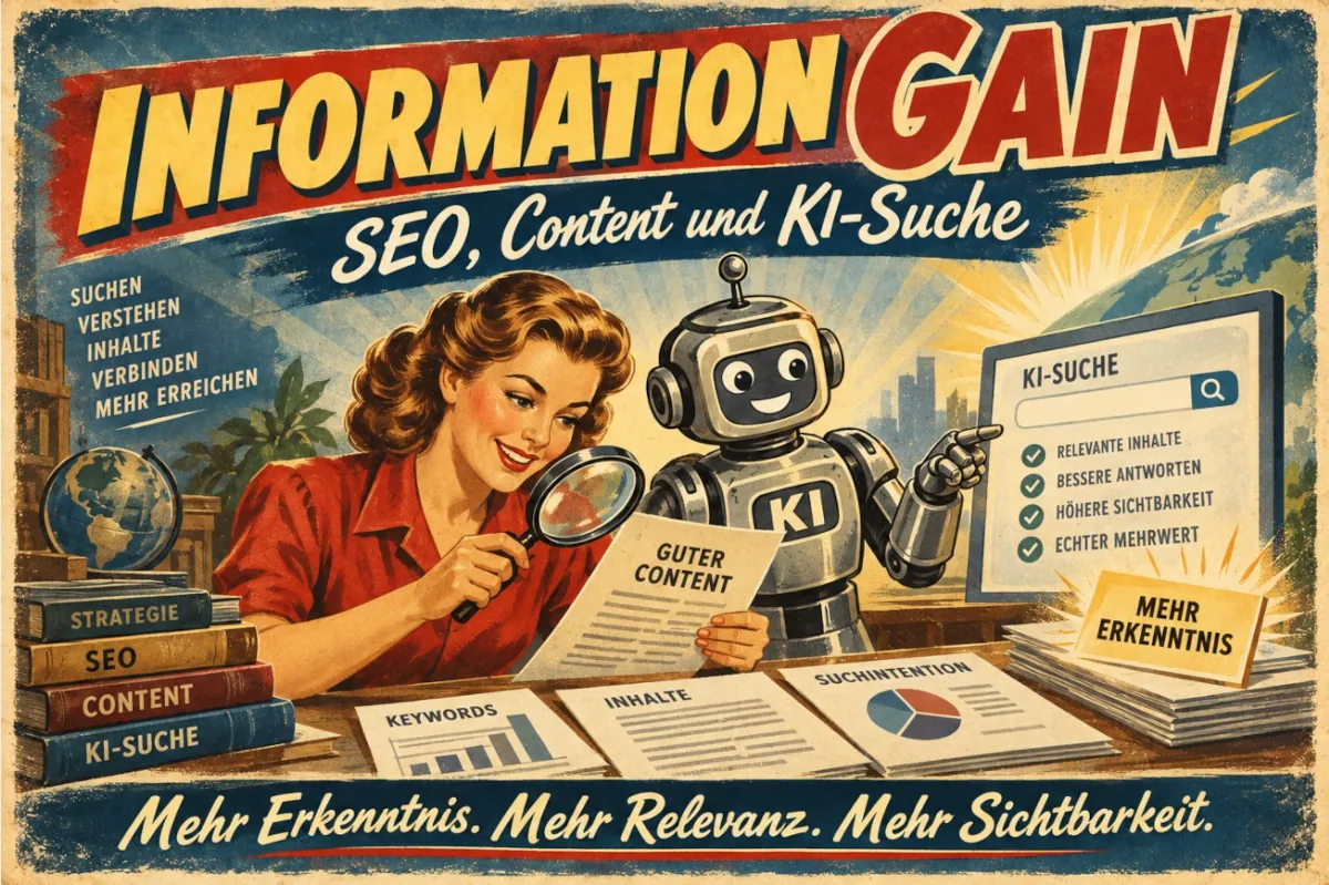 Beitragsbild zumInformation Gain als Bedeutung für SEO, GEO und KI-Suche.